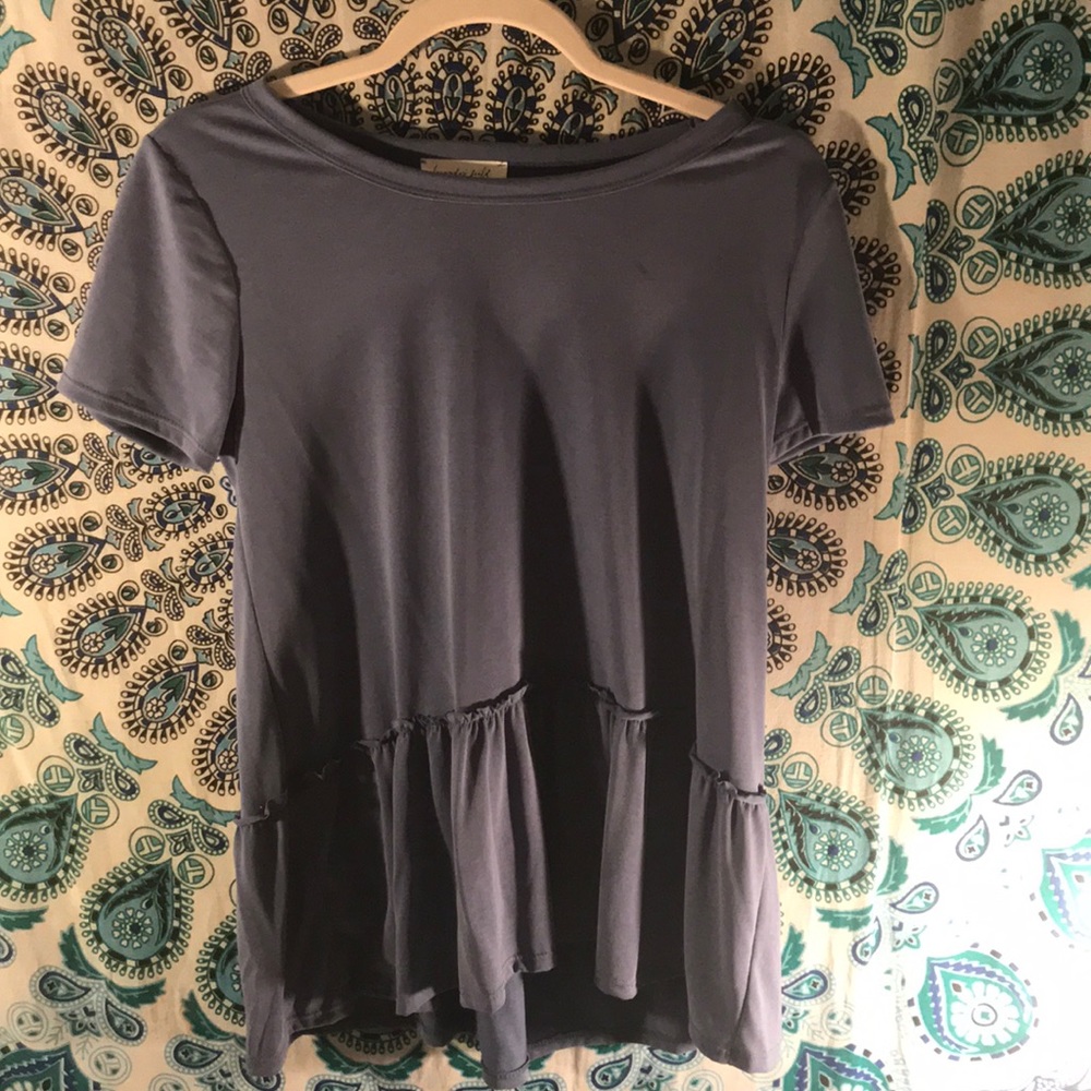 Indigo ruffle shirt